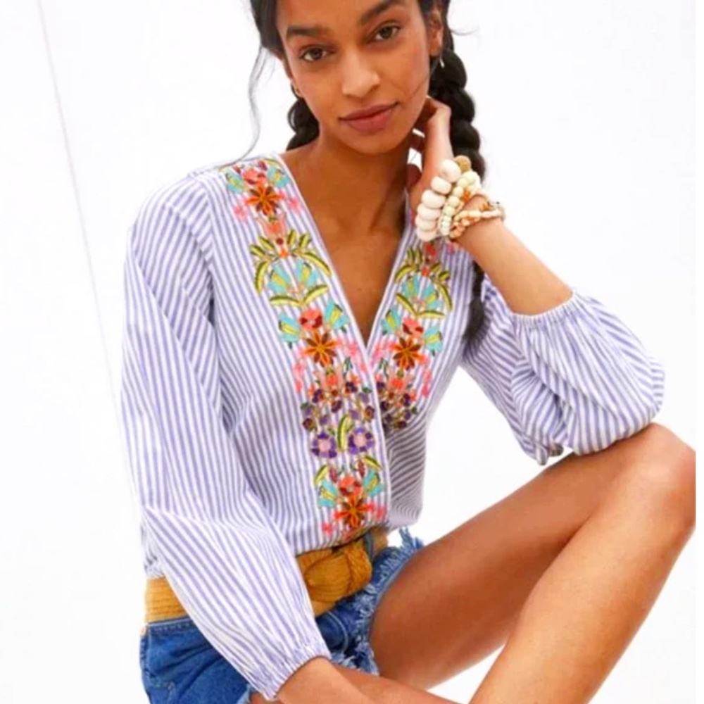 Anthropologie Artemis Embroidered Blouse